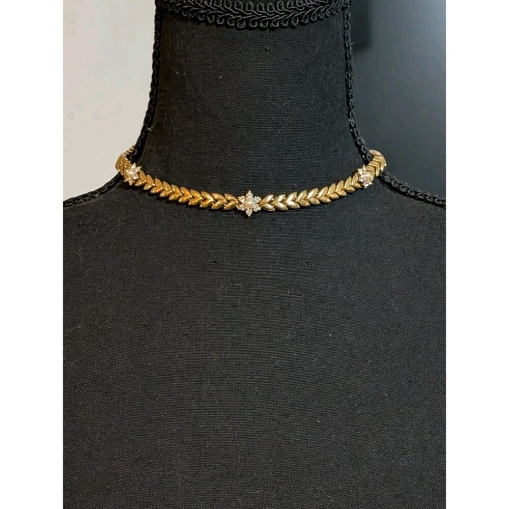 Sold D'Orlan Vintage Gold Plated 37" Rolo Necklace W/Swarovski Crystal Channel